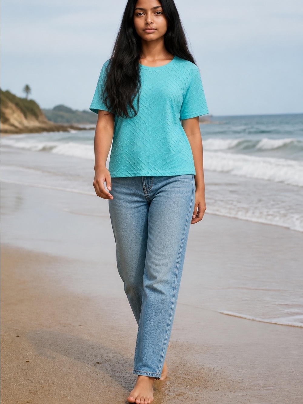 Chico's Blue Ribbed T-Shirt
